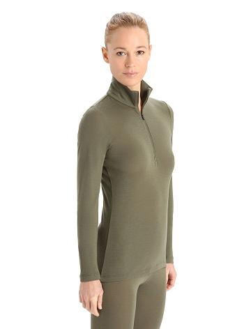 Loden Women's Icebreaker Merino 175 Everyday Long Sleeve Half Zip Thermal Top Base Layers | USA 1862DFMN